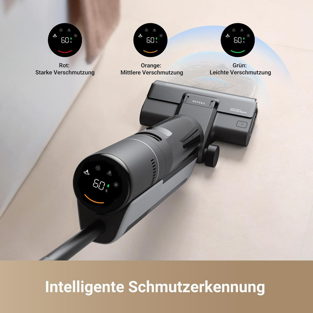 dreame H12S Nass- und Trockensauger, Intelligente Fußbodenreinigung, Kabelloser Staubsauger und Wischer für Hartböden, Kantenreinigung mit Schmutzerkennung