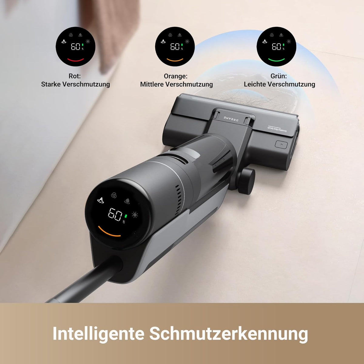 dreame H12S Nass- und Trockensauger, Intelligente Fußbodenreinigung, Kabelloser Staubsauger und Wischer für Hartböden, Kantenreinigung mit Schmutzerkennung